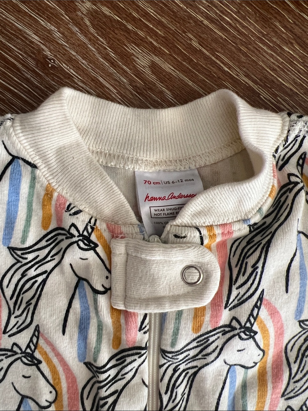 Hanna Andersson Unicorn footless zip PJs 6-12 months